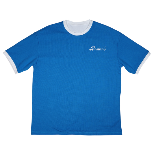 Reversible Waffle Tee - Blue and White