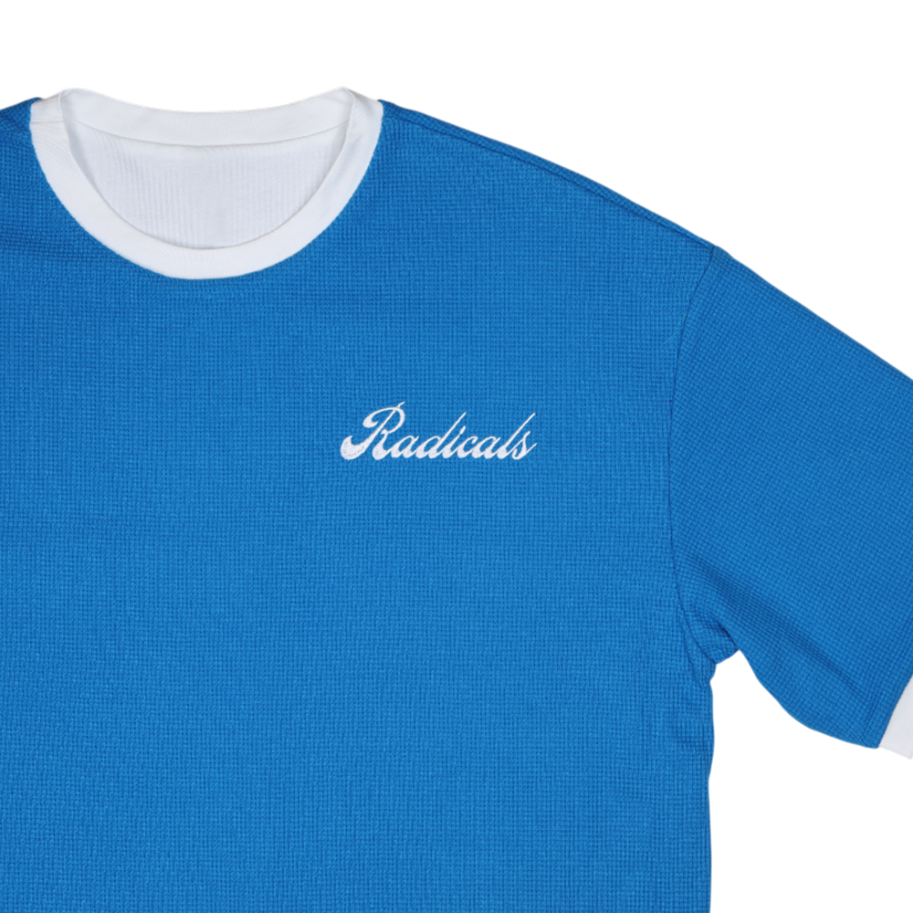 Reversible Waffle Tee - Blue and White