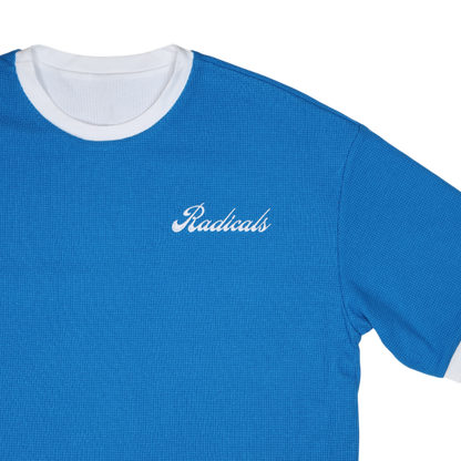 Reversible Waffle Tee - Blue and White