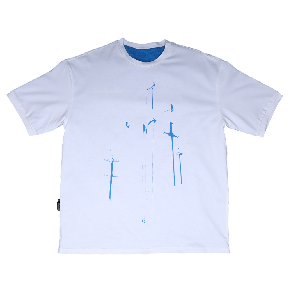 Reversible Waffle Tee - Blue and White